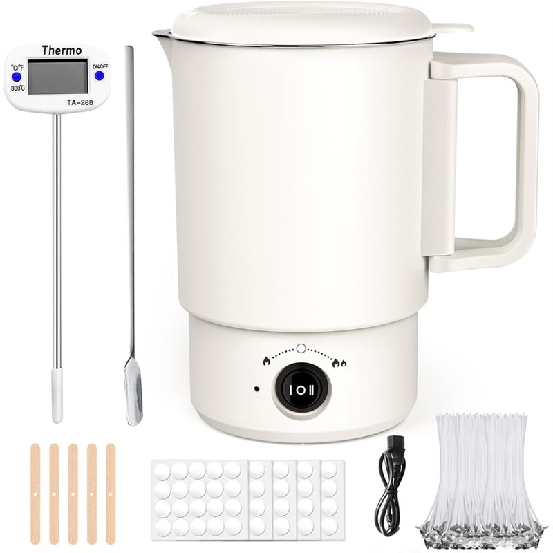 Candle Making Kit Diy - A47U 電気ワックス溶解ポットキット 温度計付き 800ML ワックスメルター キャンドル作り用、初心者向けDIY作成用品