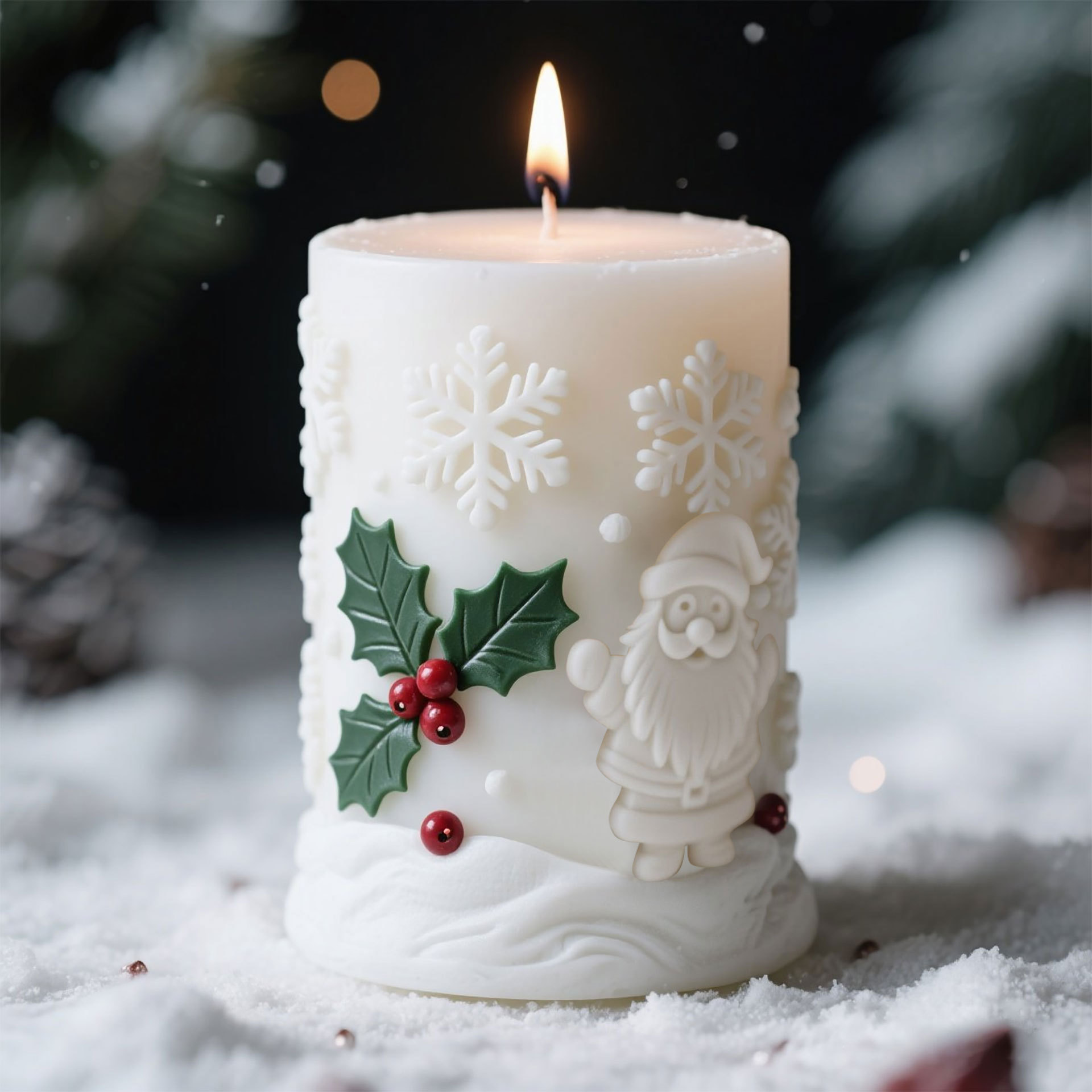 Candle Making Books For Beginners - 3D レリーフシリンダークリスマススノーフレークヘラジカシリコーンキャンドルモールドクリスマスツリーサンタアロマ石膏モールドキャンドル作成用品