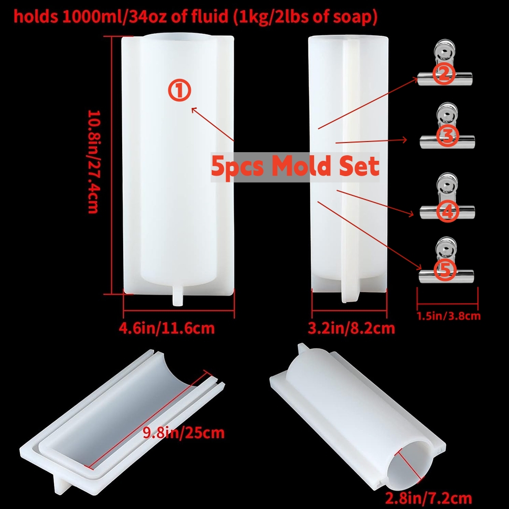 大きな円筒形石鹸型（クリップ付き）、1000mlシリコン製円 - Candle Making Class のレビューと価格