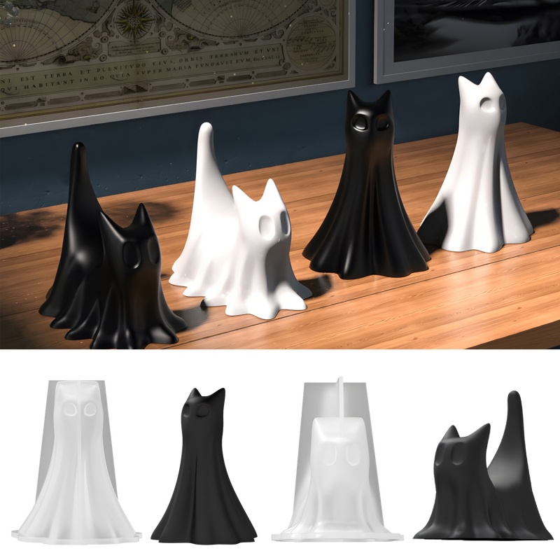 ゴースト猫ハロウィンデスクトップ飾り石膏シリコーン型 DIY - Candle Making Class のレビューと価格