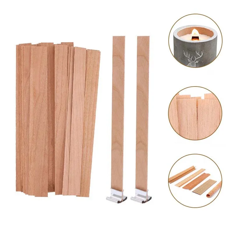1-5袋入り天然木製キャンドル芯、金属ベース付き、パチパチ音 - Wood Wick Crackle のレビューと価格