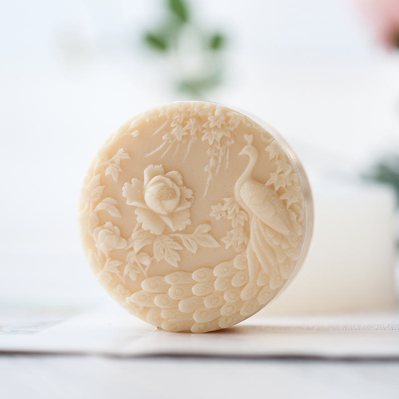 孔雀の花柄シリコン石鹸型フレキシブル手作りラウンド石鹸キャン - Candle Making Class のレビューと価格